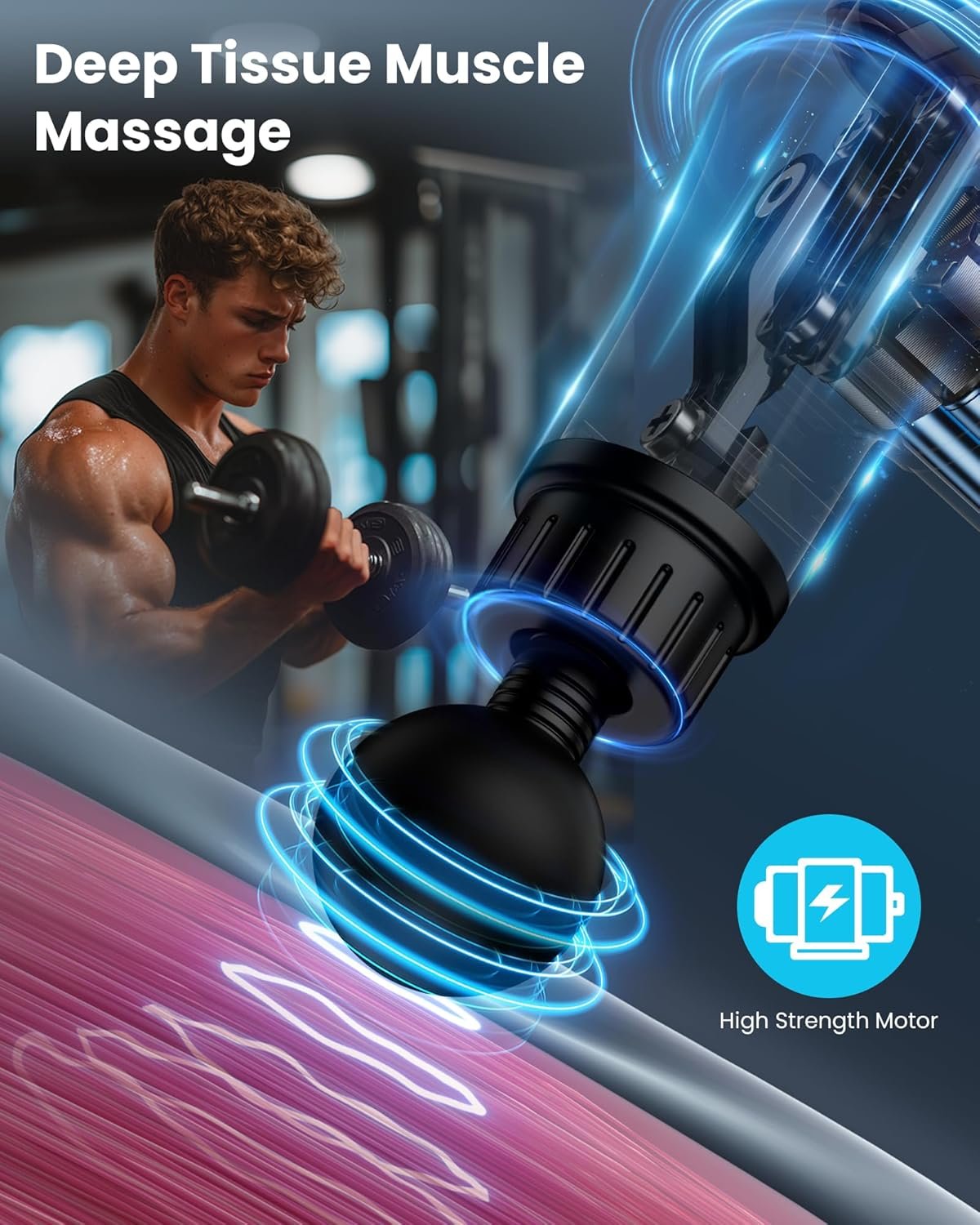 AYURA Massage Gun Deep Tissue, Muscle Massager Gun for Pain Relief, Percussion Massage Gun with 30 Speeds & 6 Heads, Portable Handheld Back Massage Gun for Athlets Men Women - Image 2