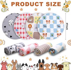 4 Pack 48″ Round Washable Whelping Pads for Dogs,Waterproof Pet Pee Pads, Reusable Round Whelping Pad Absorbent Puppy Pads Training Dog Pad Whelping Box Supplies for Dogs (48″, Round)