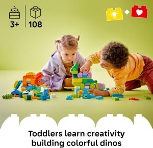 LEGO DUPLO Town 3 in 1 Dinosaurs on Wheels Learning Toy for Toddler Boys & Girls, Ages 3+ – Building & Education Play Set Teaches Problem-Solving Skills Through Play – Preschool Gift Idea – 10451