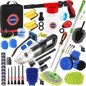GASLIKE 63PCS Car Wash Cleaning Kit,Car Wash Brush with Long Handle,Car Detailing Kit with...