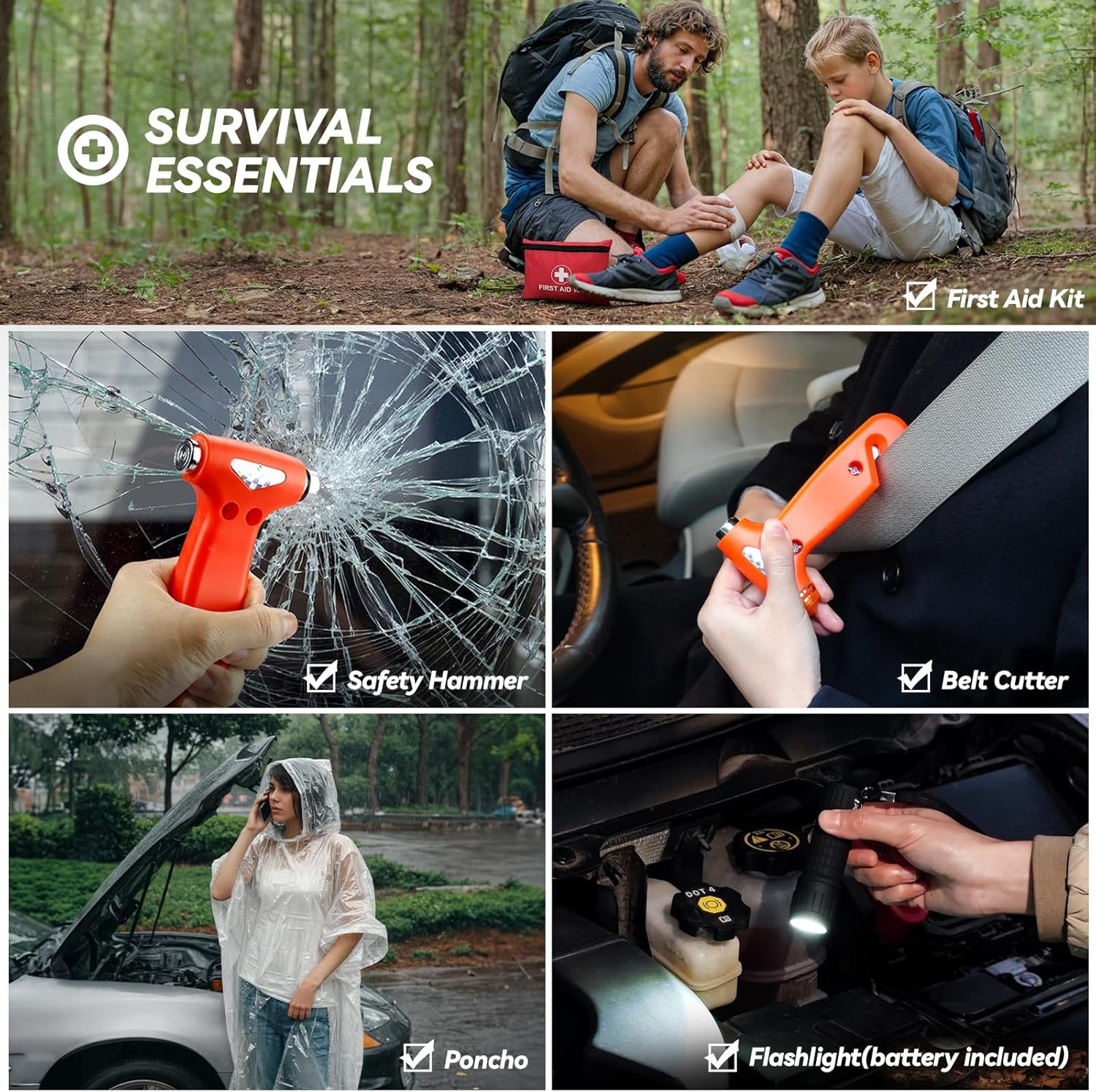 Car Emergency Kit with Portable Air Compressor, Winter Car Safety Roadside Assist Kit, Emergency Car Kit for Cars, Trucks - Image 7