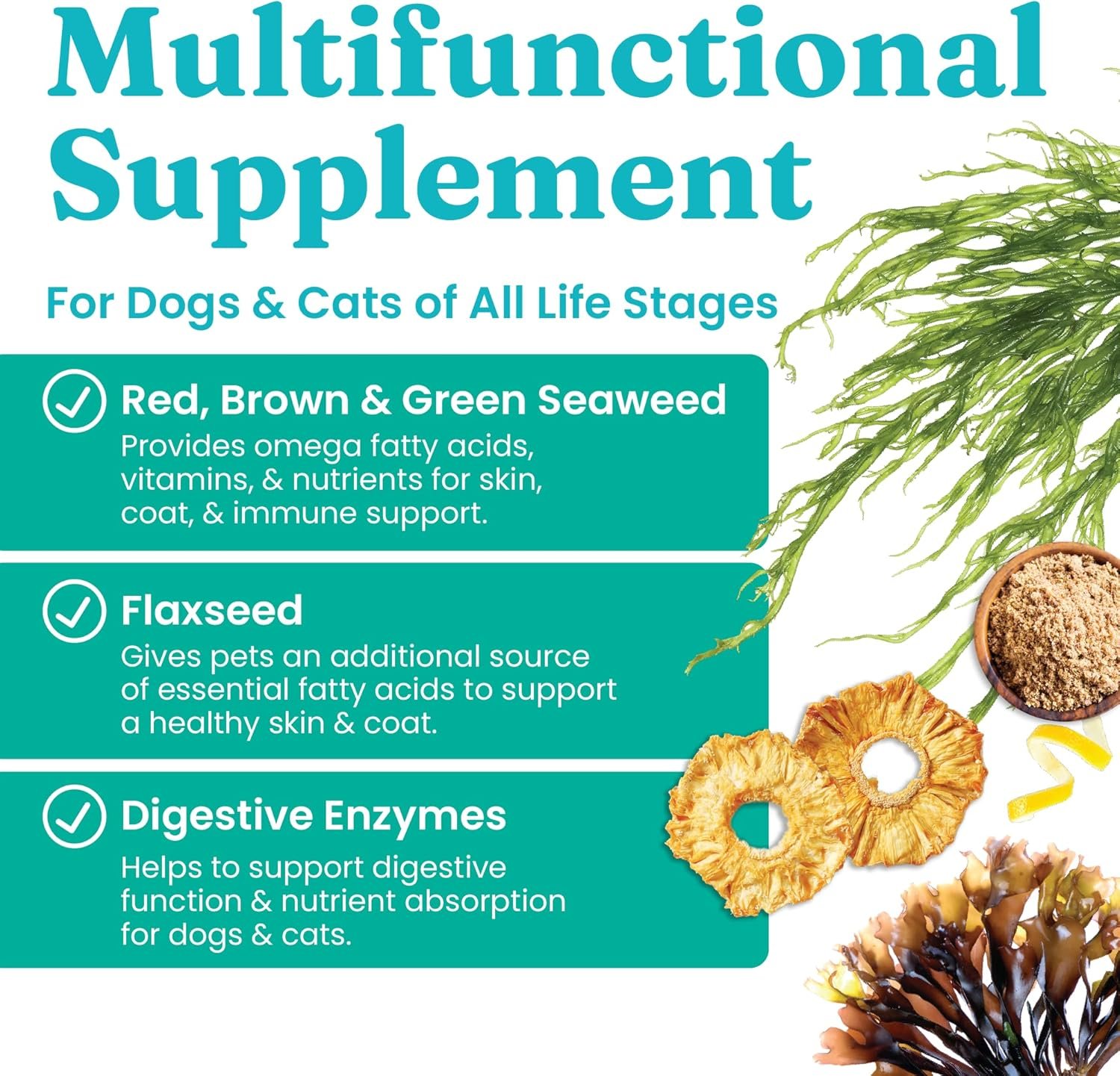 Solid Gold Cat & Dog Multivitamin Powder - Kelp Powder, Omega 3 & Vitamins for Dental, Digestive, Immune, Skin & Coat Health - Multi Vitamin for Dogs & Cats - Cat & Dog Food Additive Supplement - 5lb - Image 2