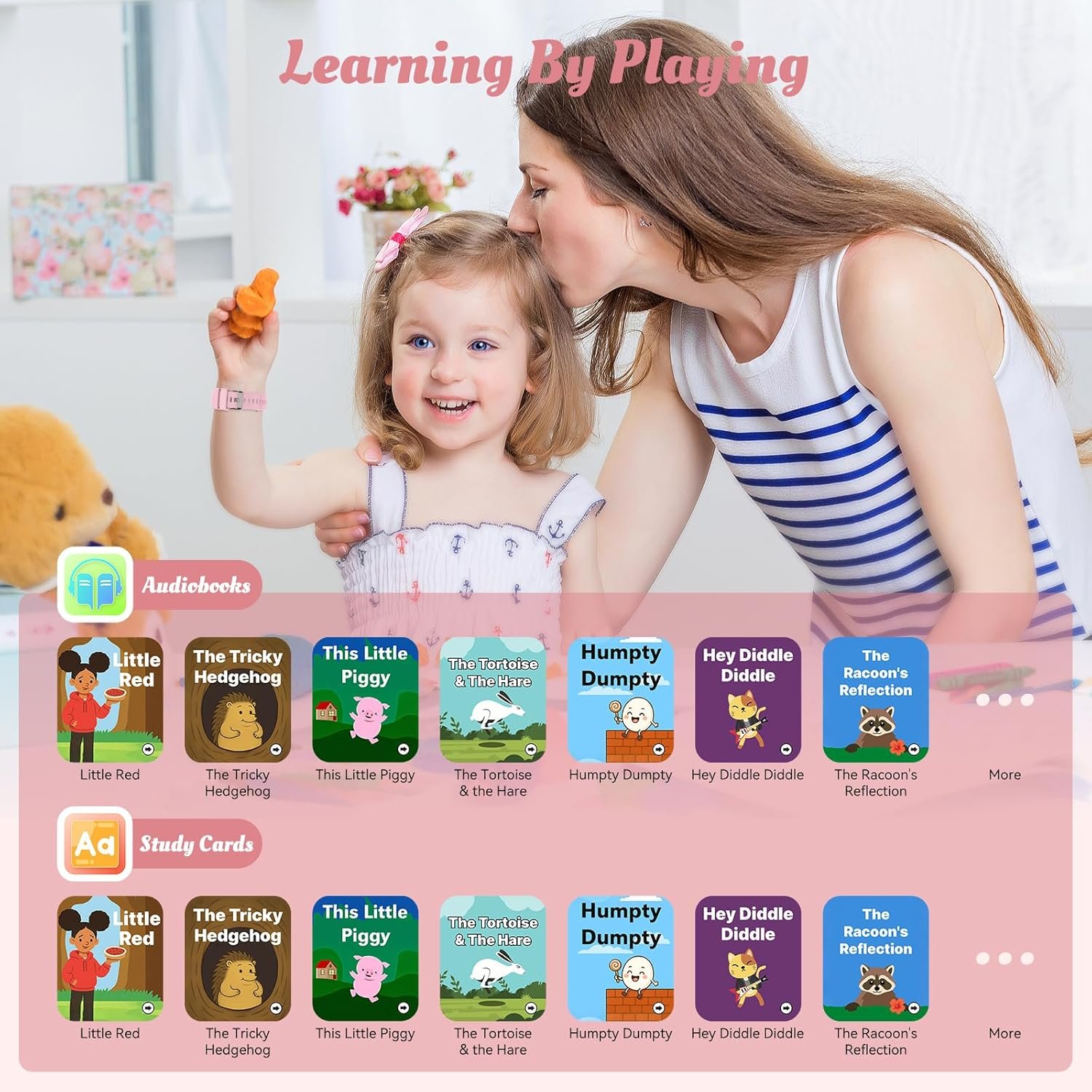 Smart Watch for Kids, 12 Puzzle Games HD Touch Screen Watches, Step Counter, Heart Rate and Sleep Monitor, Flashlight, Music Player,12/24 hr Educational Toys Birthday Gifts for Girls Ages 6-12 (Pink) - Image 5
