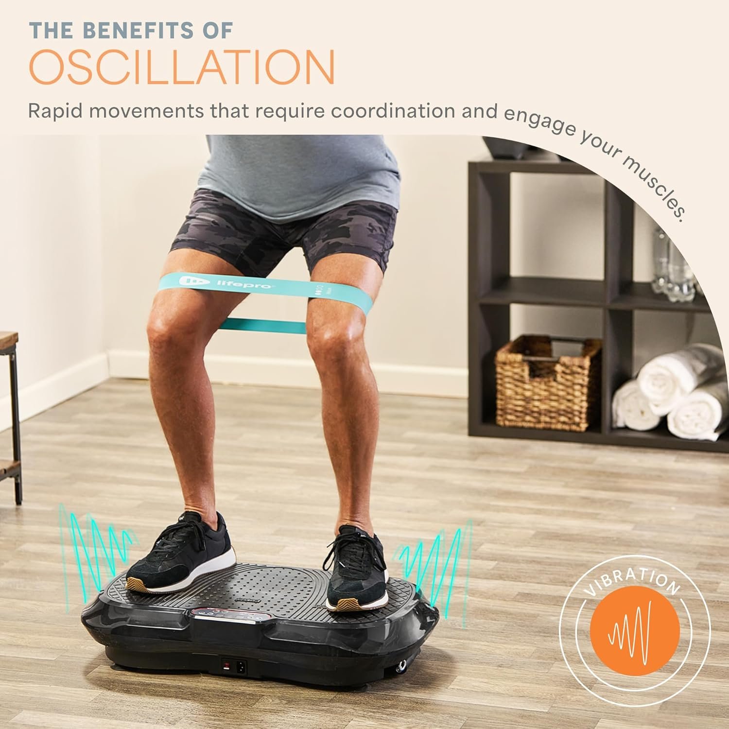 Lifepro Waver Vibration Plate Exercise Machine for Lymphatic Drainage, Muscle Activation, Full-Body Workout Vibrating Platform with Loop Bands, Fitness Equipment for Strength Toning & Fat Loss - Image 3