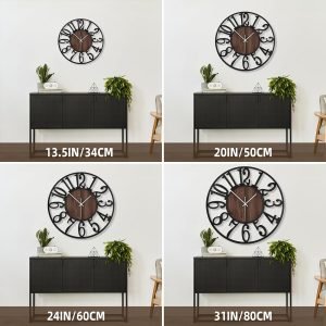 Large Wall Clock for Living Room Decor, 24 Inch Non Ticking Silent, Battery Operated Modern Vintage Oversized Wall Clock for Bedroom Kitchen