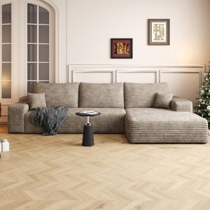108″ Sectional Couches for Living Room Modern Modular Sofa with L-Shape Couchs Upholstered Boneless Couch Deep Seat Sectional Couch with Chaise (Camel, Right Facing Chaise+2Seaters)