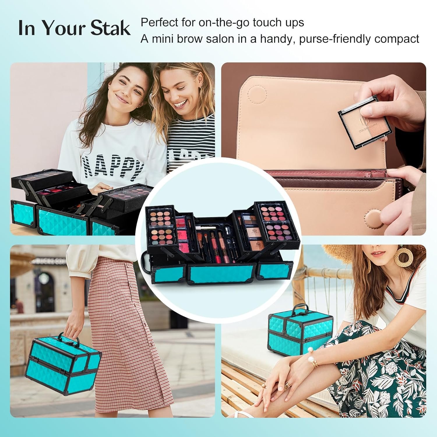 Color Nymph All In One Makeup Kit Comestics Gifts for Girls Teens, Travel Makeup Set 4 Trays Train Case for Beginner Includes Eyeshadow Highlighter Lipgloss Blush Concealer Brush Eyeliner Lipbalm - Image 7