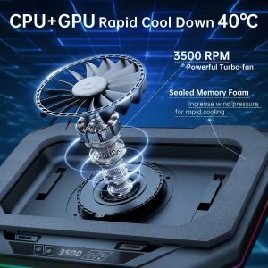 Cooling Pad for Dell Alienware m18 R2 R1 area-51 18 inch Gaming Laptop, It is a Well Deserved Heat Dissipation Monster,Cooler with Powerful Turbo Fan Can Fast Cooling,6 RGB Light Mode,Touch Start ﻿