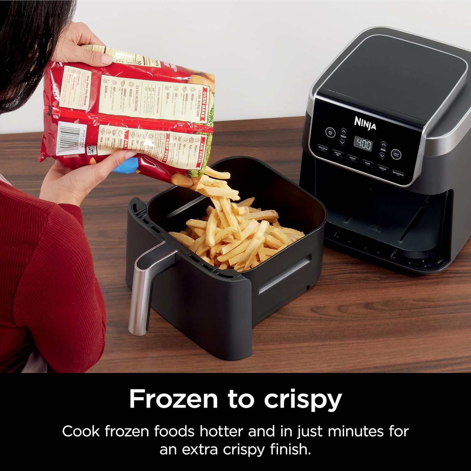 Ninja | Air Fryer | 6.5 QT Pro XL Capacity fits 9lbs of Wings | 6-in-1 Max Crisp, Air Fry, Roast, Bake, Reheat & Dehydrate | Nonstick Basket, Crisper Plate & Recipe Guide | Grey | AF181 - Image 6