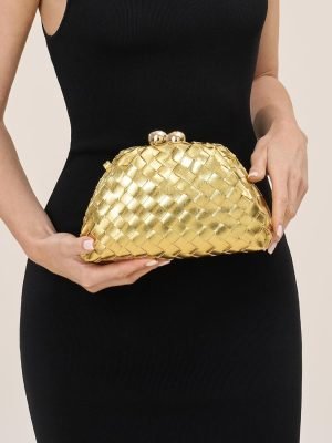 CHUNLI Dressy Woven Clutch Purses for Women Evening Wedding Formal Occasion,Dumpling Crossbody Shoulder Handbags for Women