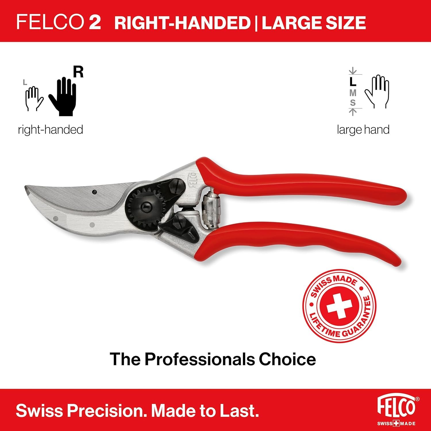 Felco F2 Pruning Shears – 9.25" Swiss-Made Garden Clippers for Professional Pruning | Hand Pruners for Gardening | Garden Tool Cutter with Precision Bypass Blade, Aluminum Body, Replaceable Parts - Image 2
