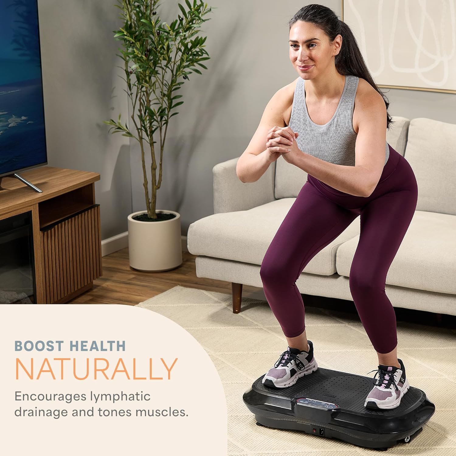 Lifepro Waver Vibration Plate Exercise Machine for Lymphatic Drainage, Muscle Activation, Full-Body Workout Vibrating Platform with Loop Bands, Fitness Equipment for Strength Toning & Fat Loss - Image 2