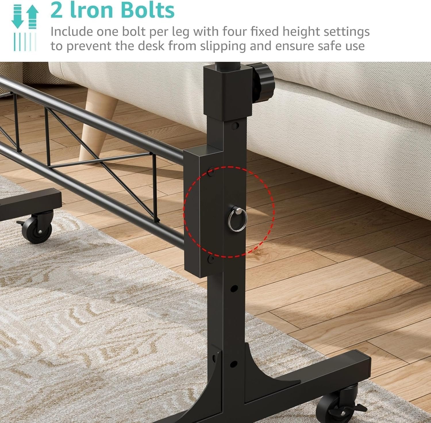 Small Portable Rolling Standing Desk - 32 Inch Adjustable Height Mobile Teacher Podium on Wheels for Classroom, Stand Up Desks for Treadmill Walking Pad, Couch Sofa Side Laptop Table, Black - Image 8