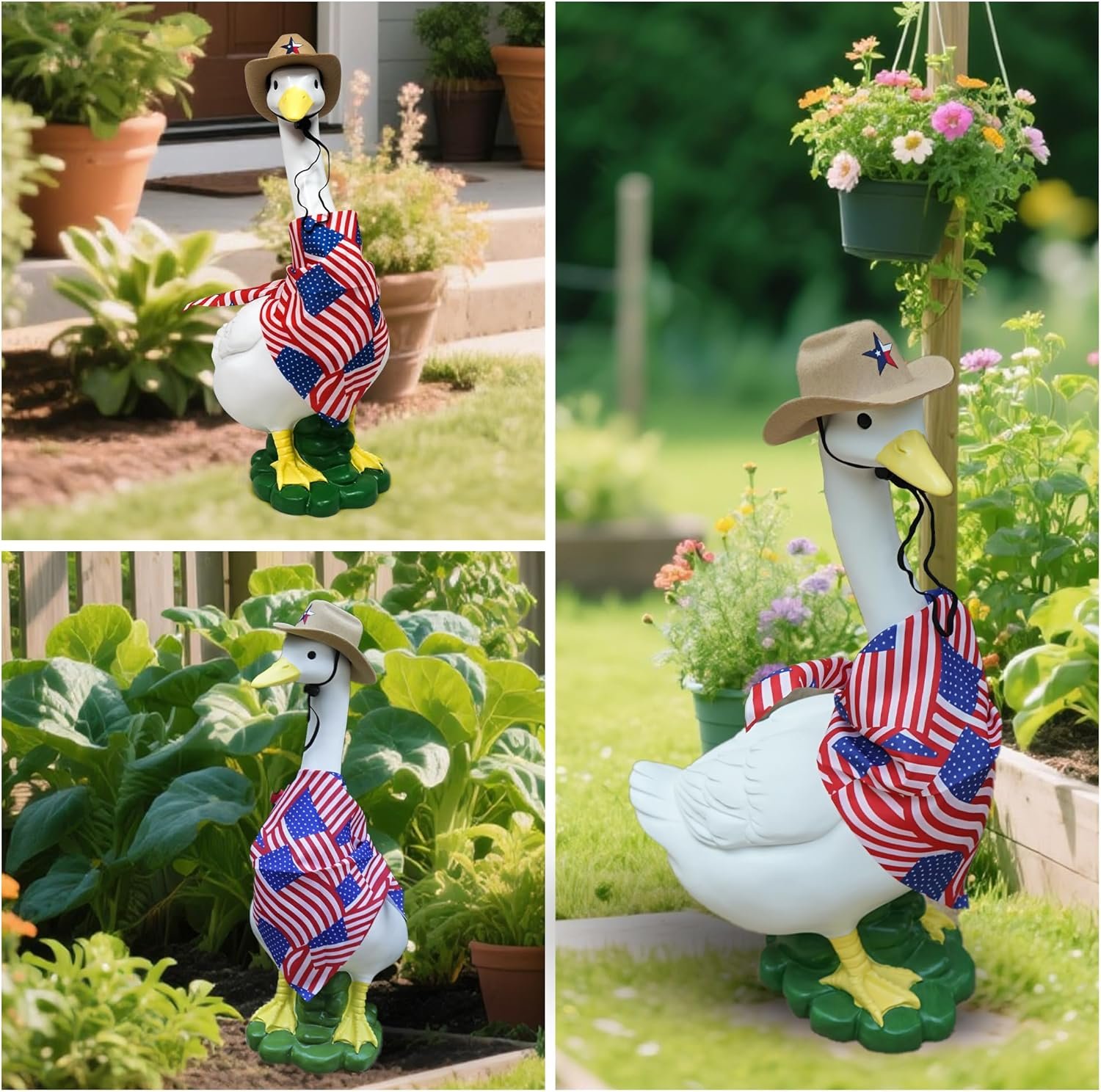Porch Goose Garden Statue with Outfit - Large Goose Garden Lawn Decor, Big Duck Sculpture, 20″ Resin Animal Figurine for Patio/Balcony/Front, Yard Art Lawn Ornaments, Housewarming Women Gifts - Image 2