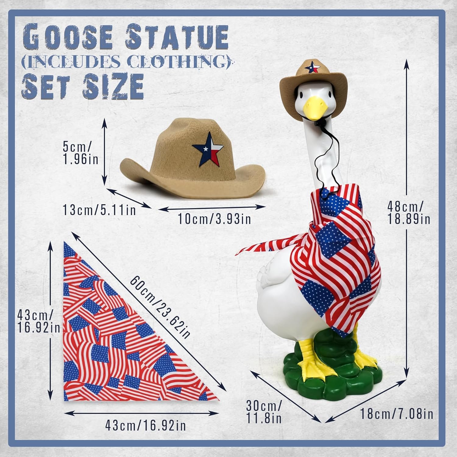 Porch Goose Garden Statue with Outfit - Large Goose Garden Lawn Decor, Big Duck Sculpture, 20″ Resin Animal Figurine for Patio/Balcony/Front, Yard Art Lawn Ornaments, Housewarming Women Gifts - Image 3