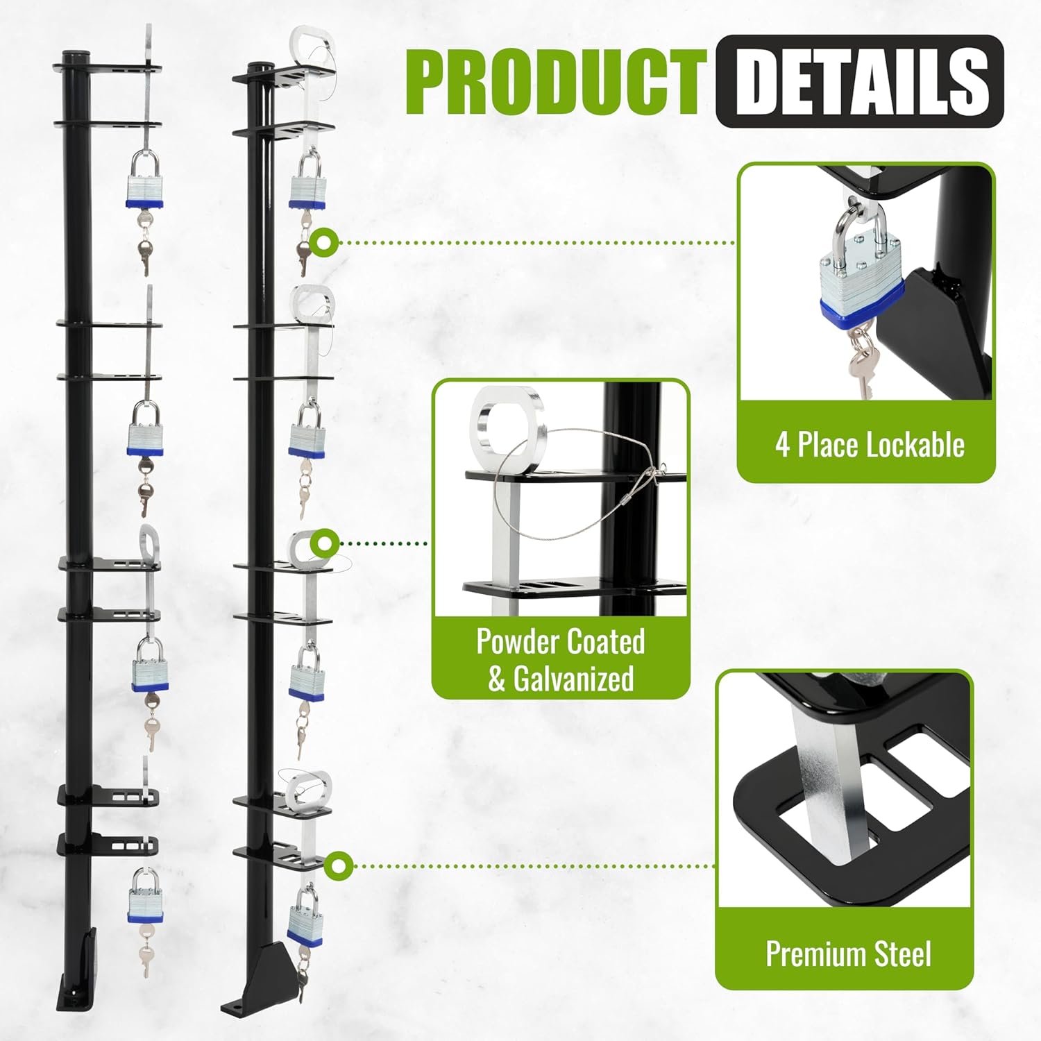KUAFU 4 Place Trimmer Rack Holds for Landscape Enclosed Trailer and Truck Weed Eater Holder Racks w/4 Locks Utility Lawn Tools Accessories Carrier Mount On - Image 5