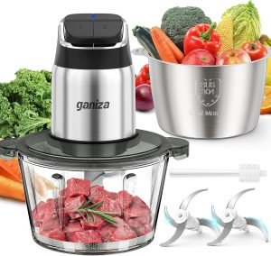 Ganiza Food Processor, 2-Speed Food Chopper Meat Grinder with 8 Cup Stainless Steel &...
