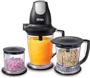 Ninja QB1004 Blender/Food Processor with 450-Watt Base, 48oz Pitcher, 16oz Chopper Bowl, a...
