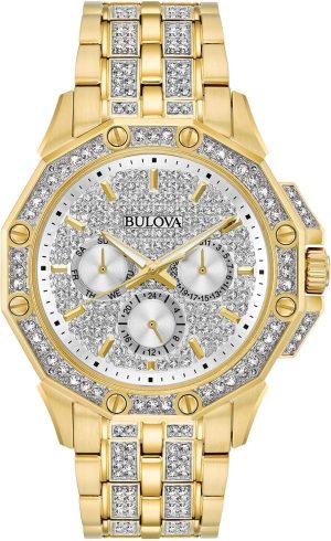 Bulova Men’s Crystal Octava Chronograph Quartz Watch, Pave Crystal Dial