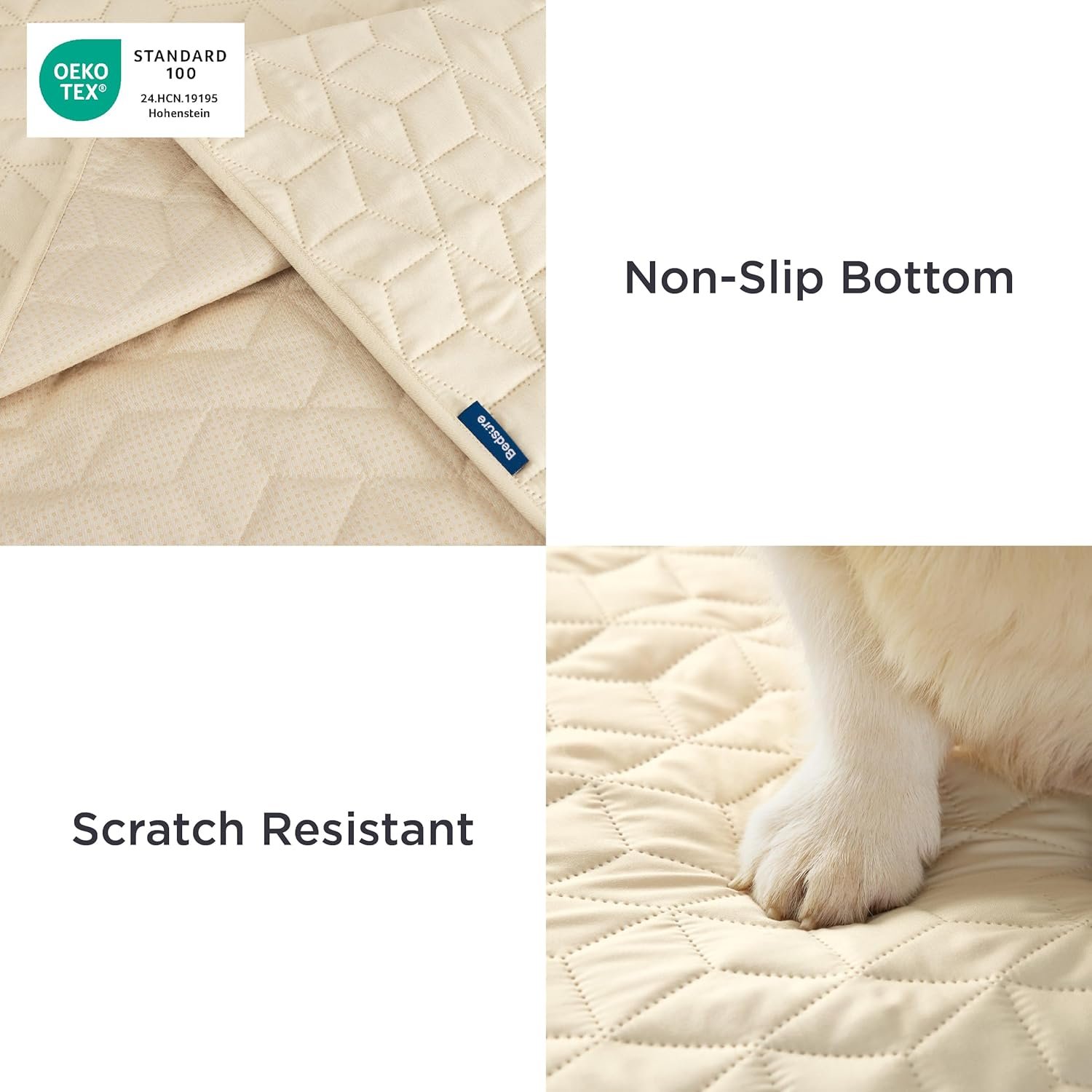 Bedsure 100% Waterproof Couch Cover for Dogs Washable - Non Slip Waterproof Dog Blanket for Bed, Lightweight Furniture Protector Durable for Pet Cat Puppy with Non-Slip Bottom, Beige, 82x120IN - Image 3