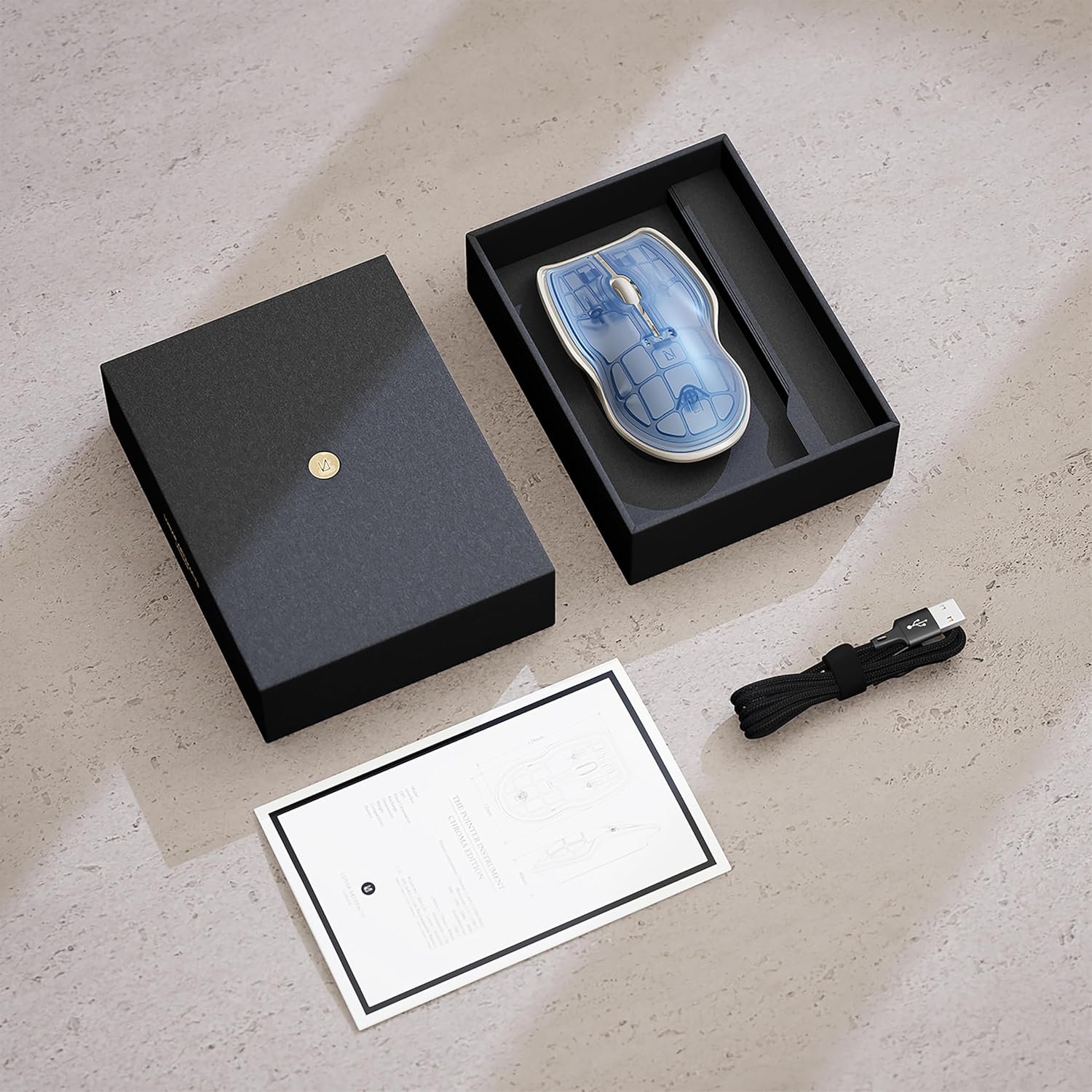 LUNAR ARTEFACTS Ambidextrous Rechargeable Bluetooth Wireless Computer Mouse Blue Translucent with White Powder Coated Aluminum, USB-C - Image 6
