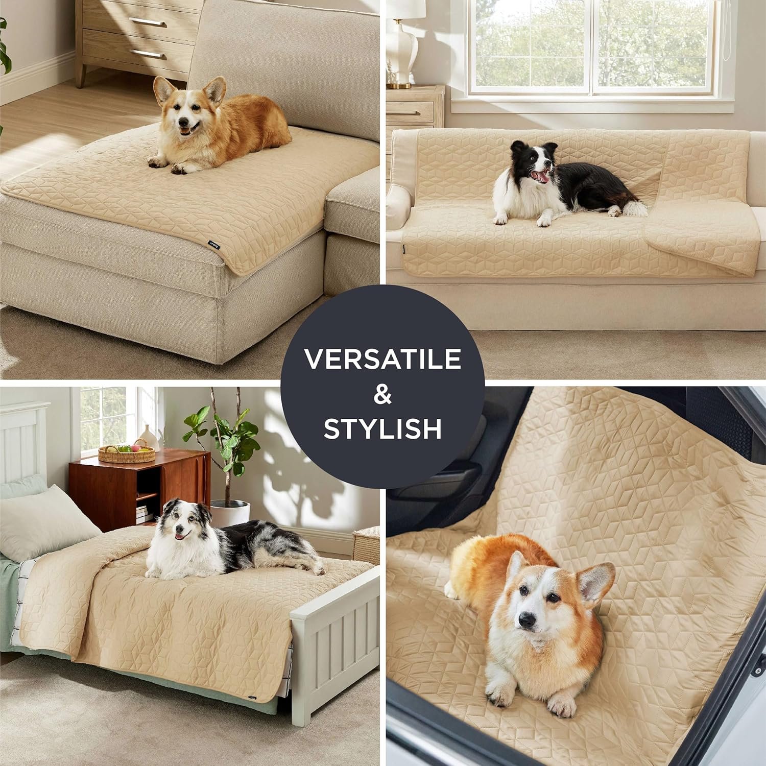 Bedsure 100% Waterproof Couch Cover for Dogs Washable - Non Slip Waterproof Dog Blanket for Bed, Lightweight Furniture Protector Durable for Pet Cat Puppy with Non-Slip Bottom, Beige, 82x120IN - Image 4