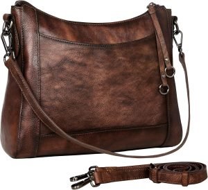 Iswee Leather Crossbody Bags for Women Shoulder Purse Medium Hobo Genuine Leather Satchel Purses and Handbags