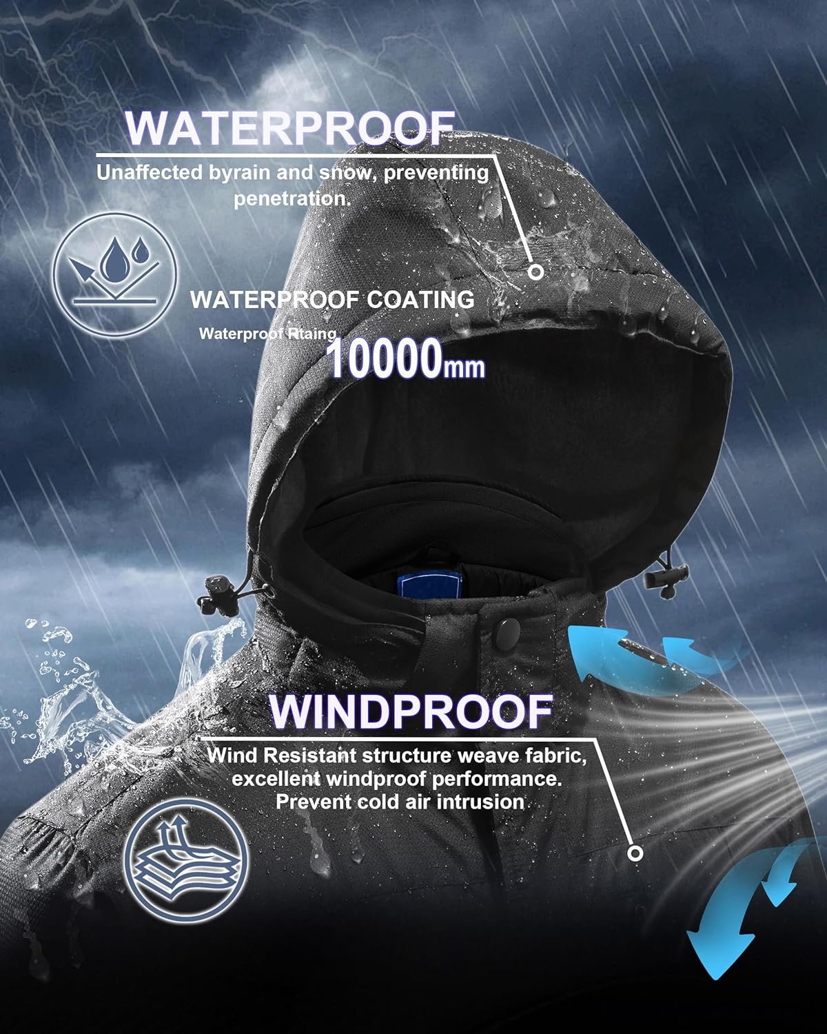 Winter Jackets Coats for Men Waterproof Ski Snow Coat - Image 2