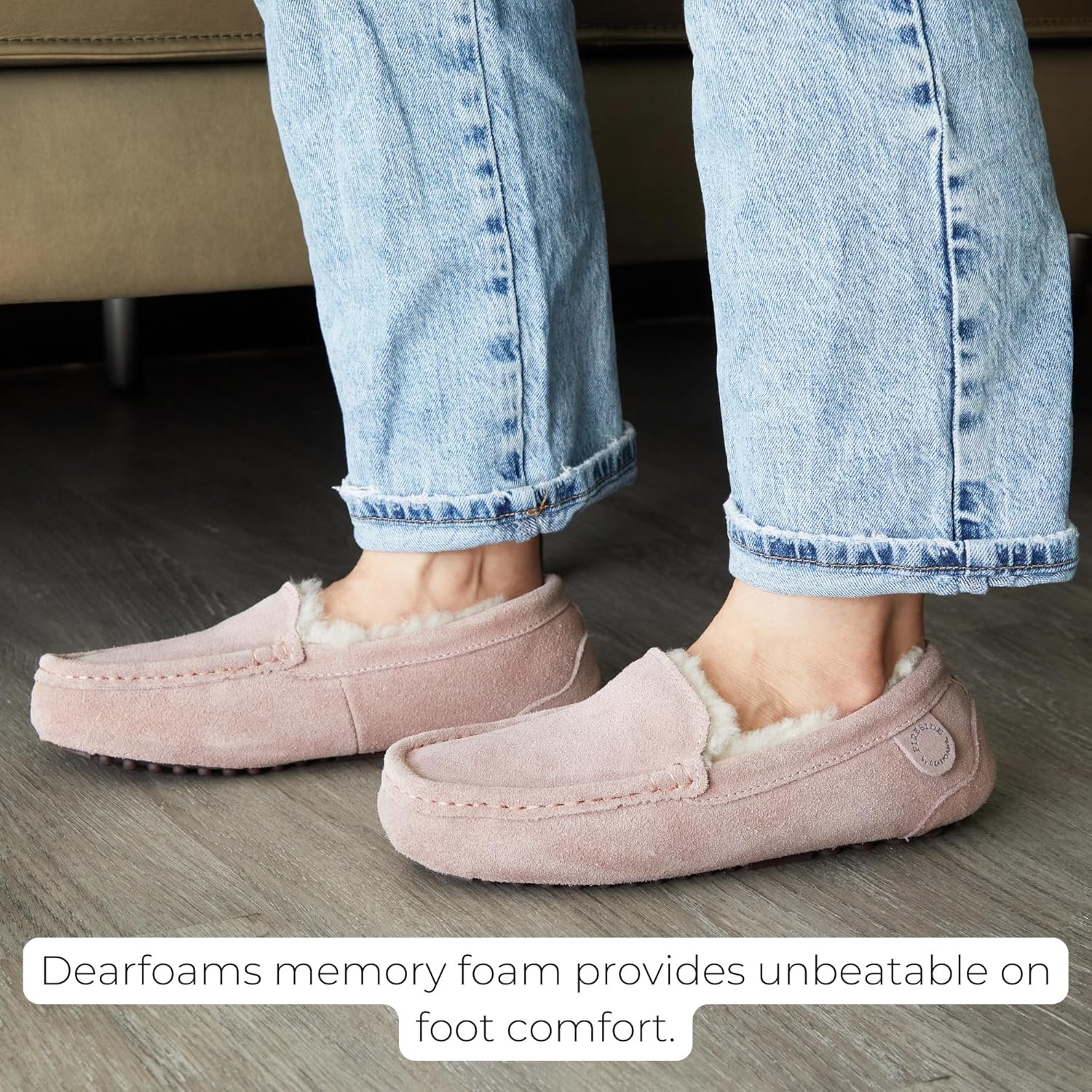 Fireside By Dearfoams Women's Mel Moccasin Shearing Slipper, Memory Foam Suede Loafer, Indoor/Outdoor Slip-in House Shoes - Image 4