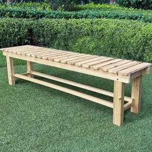 Outdoor Garden Bench, 2-Person Wood Patio Bench Weatherproof Outdoor Backless Bench, Anti-Corrosion and Anti-Rust Garden Benches for Garden Lawn Porch Park Backyard (Natural,35.5”/90cm)