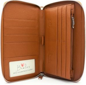 Brelox Travel Wallet Family Passport Holder – RFID Document Organizer for 4 5 6 passports – Genuine Leather – Brown