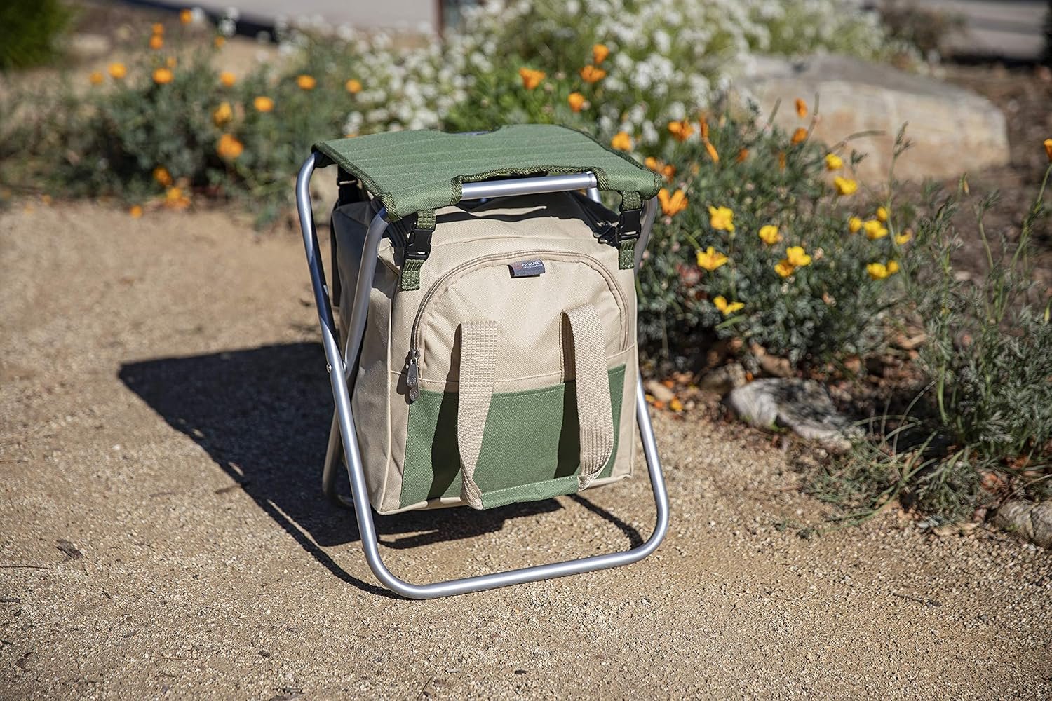 ONIVA - a Picnic Time brand Gardener Folding Seat With Tools, Garden Stool With Detachable Storage Tote Bag, Portable Chair Seat With Garden Tools Set Organizer, (Olive Green With Beige Accents) - Image 5