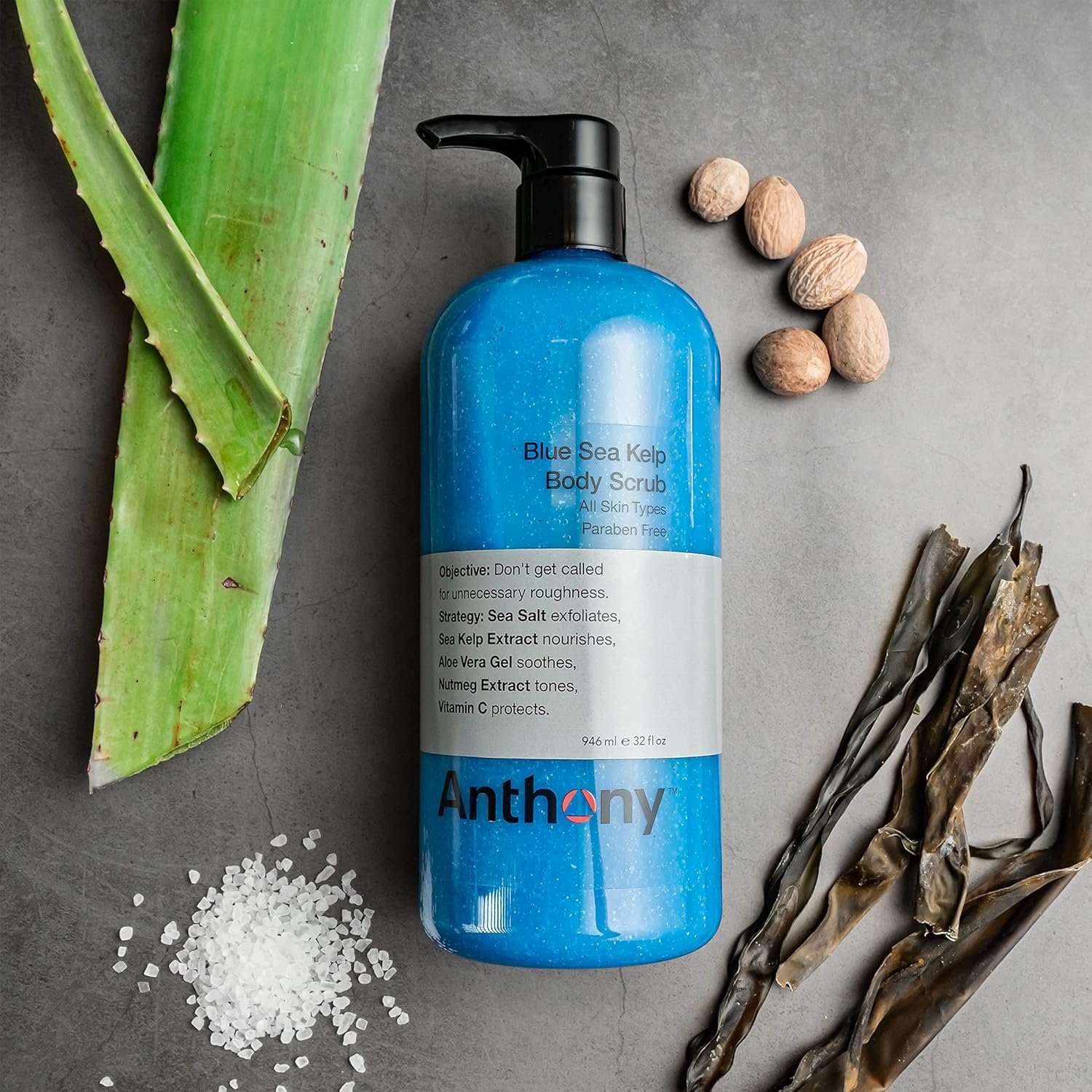 Anthony Exfoliating Body Scrub, Sea Salt, Vitamin C & Aloe Vera, Deep Cleans, Smooths Rough Patches, Soothes & Protects Skin, Hydrating Blue Sea Kelp Body Wash, 32 Fl Oz - Image 4