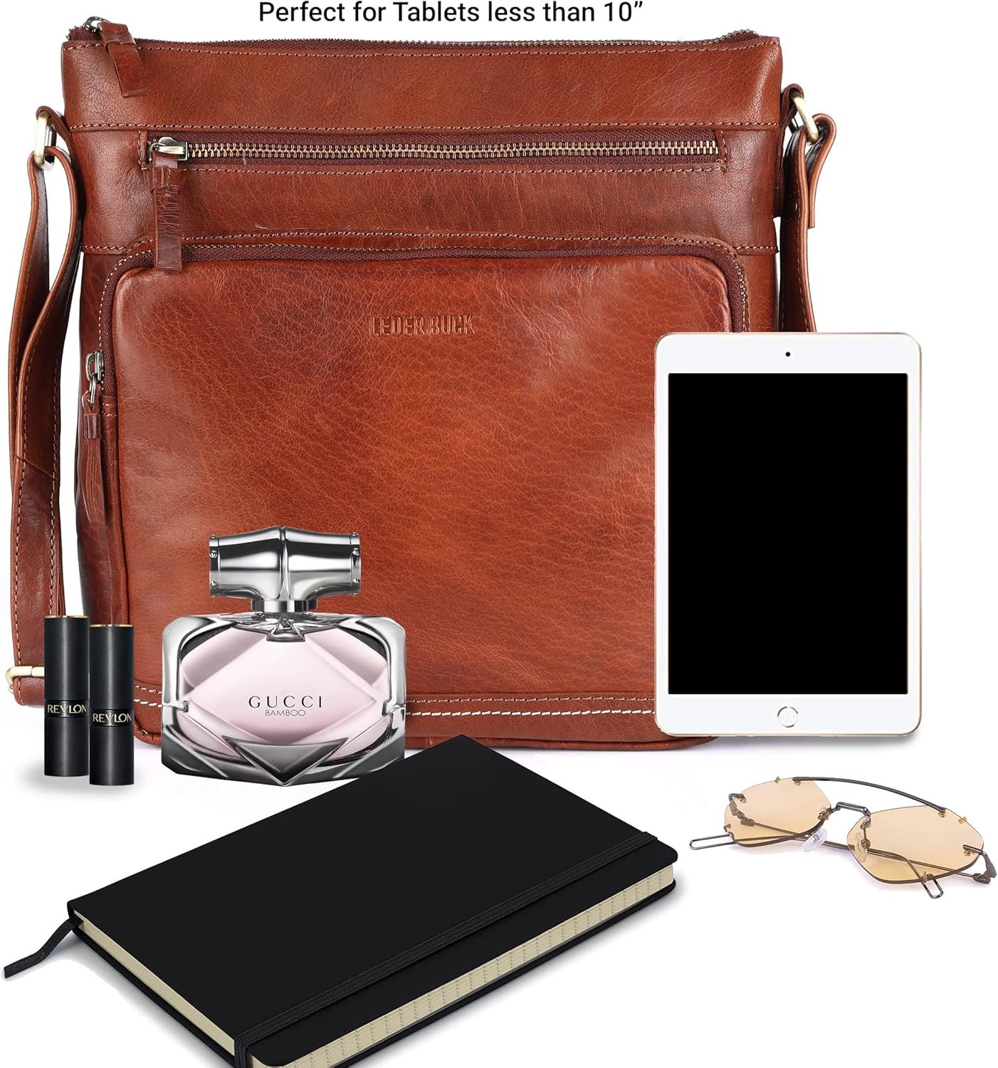 Olga Women's Extra-Large Genuine Leather Crossbody Purse – Soft Triple-Zip Shoulder Bag - Image 7