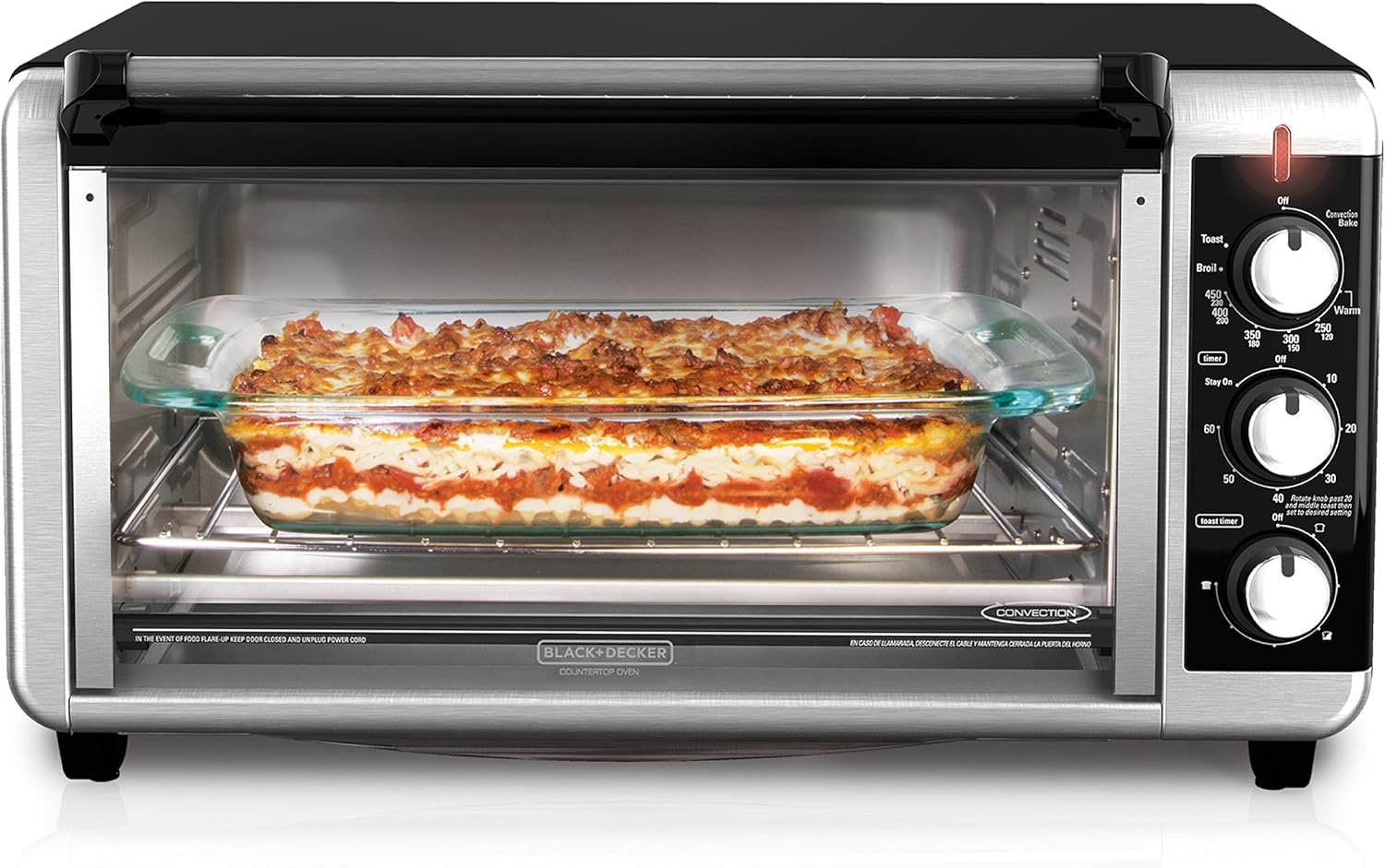 BLACK+DECKER 8-Slice Extra Wide Convection Toaster Oven, Fits 9"x13" Oven Pans and 12" Pizza, Bake, Toast, Broil, and Keep Warm Functions, Countertop Compact Design with Stainless Steel Finish - Image 12