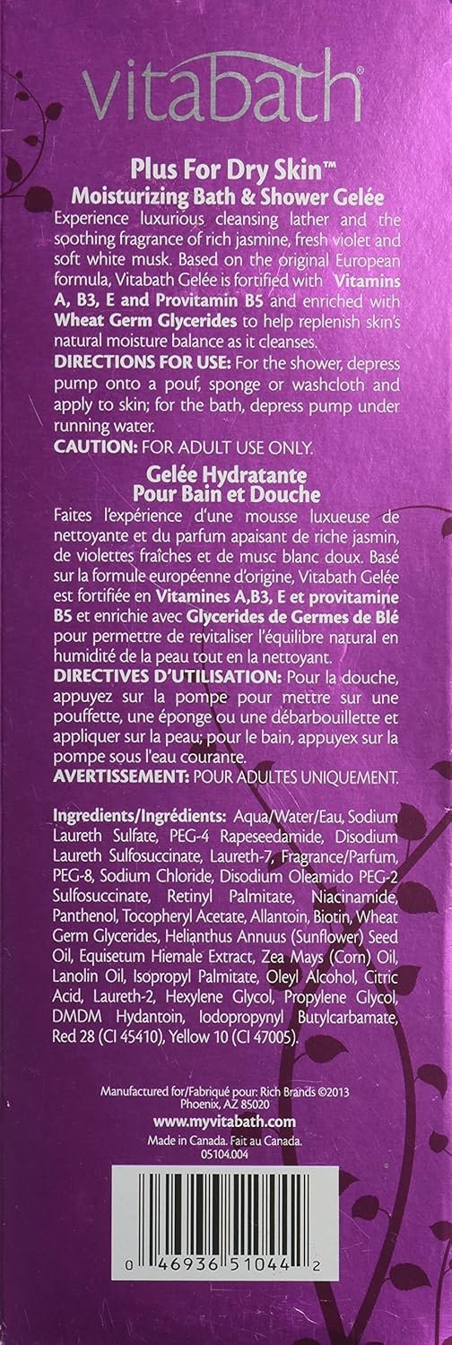 Vitabath Moisturizing Bath & Shower Gelee, Plus For Dry Skin, 32-Ounces - Image 3