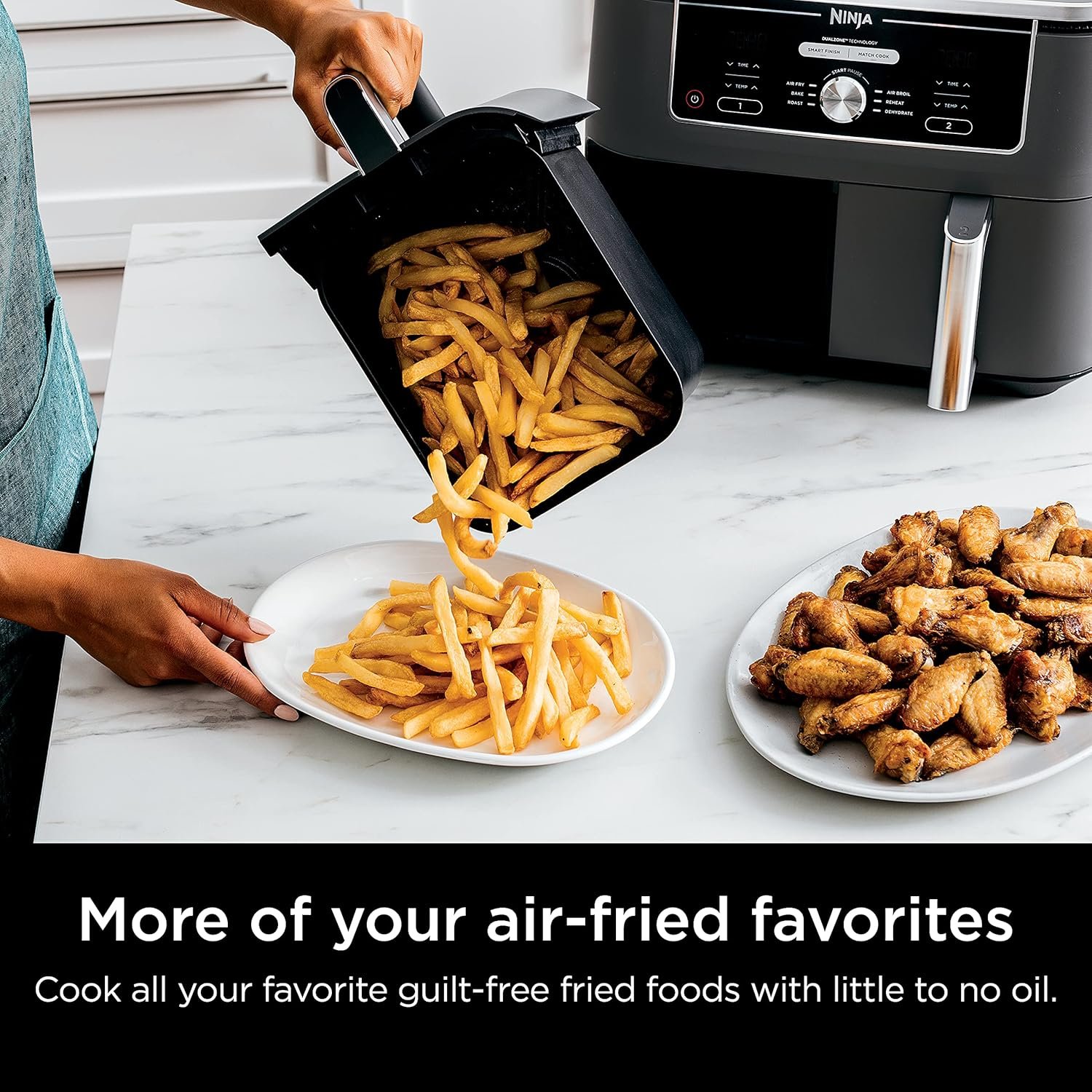 Ninja DZ401 Foodi 10 Quart 6-in-1 DualZone XL 2-Basket Air Fryer with 2 Independent Frying Baskets, Match Cook & Smart Finish to Roast, Broil, Dehydrate for Quick, Easy Family-Sized Meals, Grey - Image 10