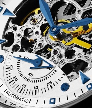 Stuhrling Original Mens Skeleton Automatic Dress Watch with Alligator Embossed Leather Strap Skeleton Dial