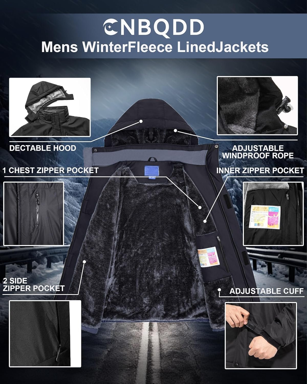 Winter Jackets Coats for Men Waterproof Ski Snow Coat - Image 5