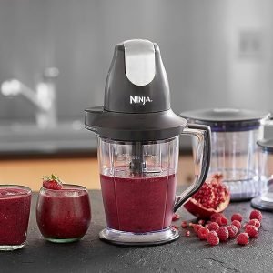 Ninja QB1004 Blender/Food Processor with 450-Watt Base, 48oz Pitcher, 16oz Chopper Bowl, a...