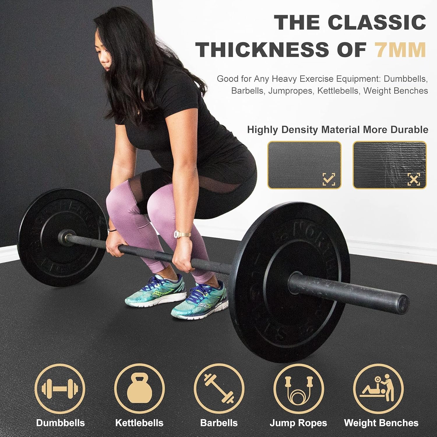 GXMMAT Extra Large Exercise Mat 16'x6'/12'x6'/10'x6'/8'x6'(7mm), Extra Wide Workout Mats for Home Gym Flooring, Non-Slip Thick Durable Cardio Mat for MMA,Plyo,Jump Rope,Weights,Fitness,Shoe-Friendly - Image 5