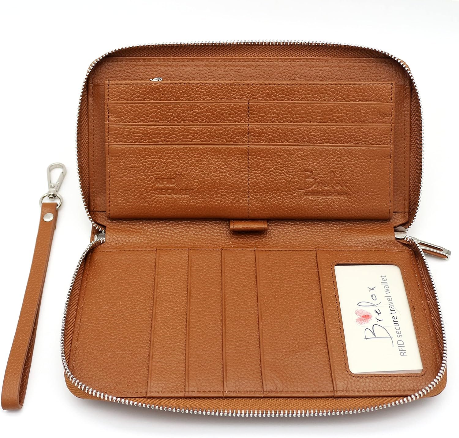Brelox Travel Wallet Family Passport Holder - RFID Document Organizer for 4 5 6 passports - Genuine Leather - Brown - Image 4
