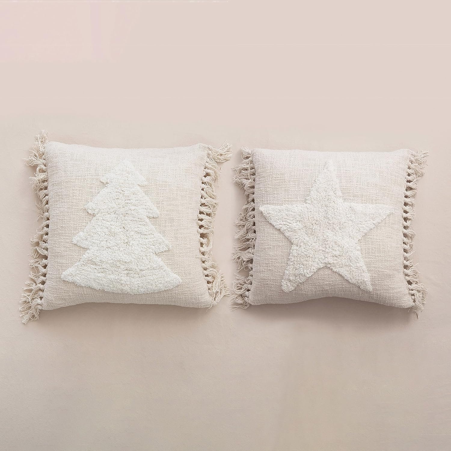 Creative Co-Op, Cream, Cotton Blend Punch Hook Pillow, 2 Styles - Image 3