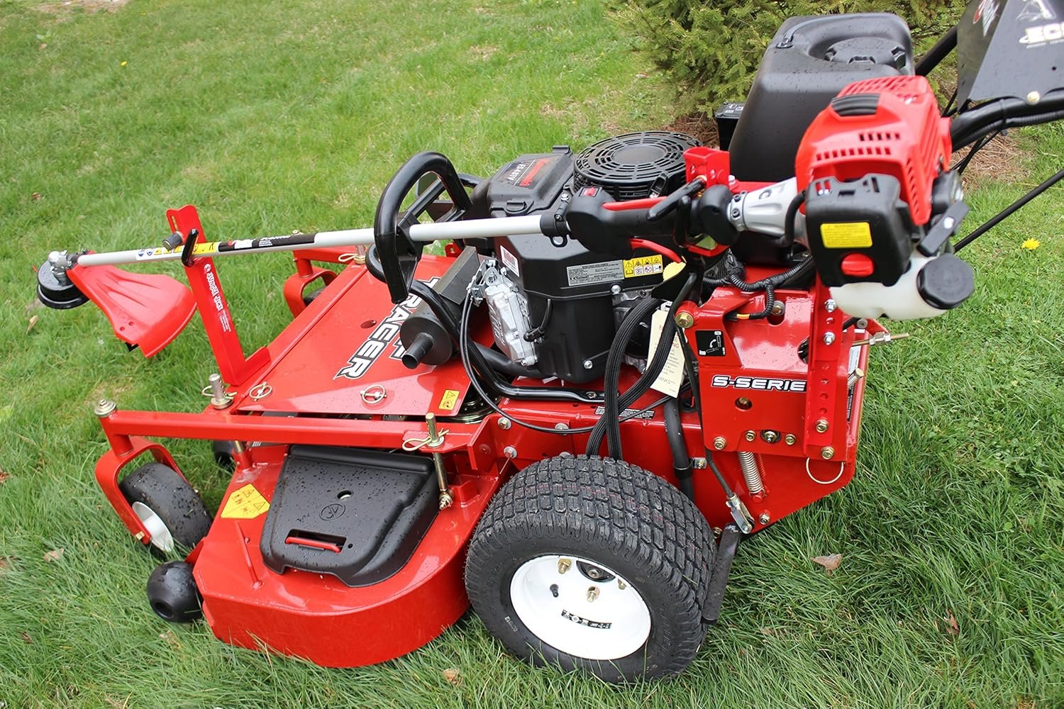 Jungle Jim's Mower Trimmer Rack – Universal Fit for Walk-Behind, Stand-On, and ZTR Mowers – Secures Trimmer for Transport – Lock-Ready for Theft Deterrence - Image 2