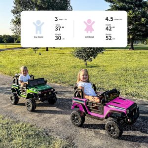 24V Kids Ride on Car, Kids Electric Vehicles Car Ride on Toy Truck for Toddlers 3-5 w/Remote Control, 400W Motor – Pink