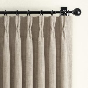 Blackout Memory Trained Pinch Pleated Curtains 84 Inch Length for Living Room, Country Taupe Natural Linen Thick Burlap Two Layer Heat Blocking Window Drapes for Bedroom 2 Panels Set 40″W x 84″L Birch
